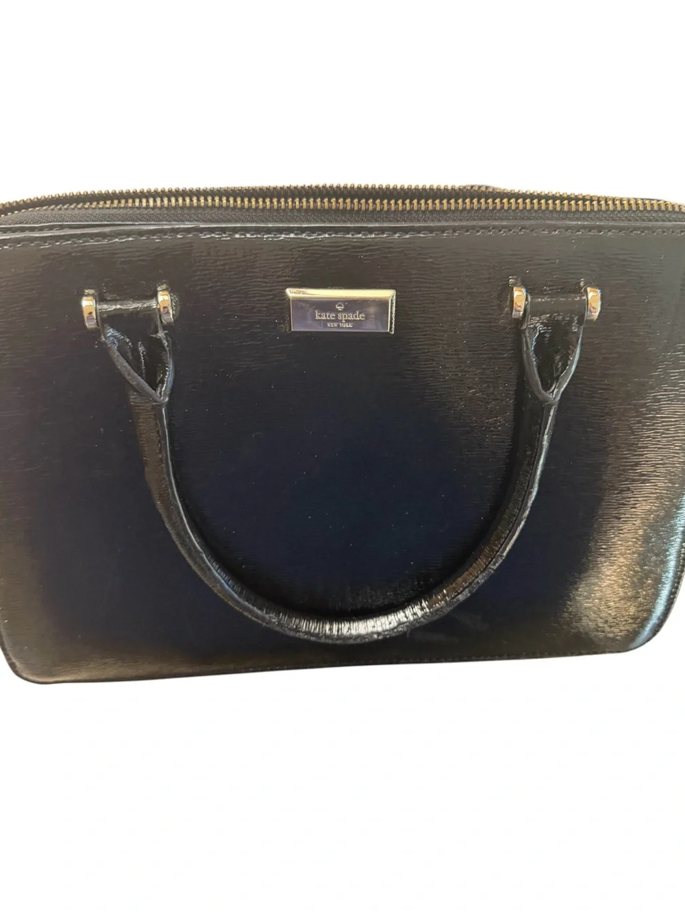 Kate Spade Black Leather Handbag • Gold Hardware • Structured Tote • Upcycled🖤